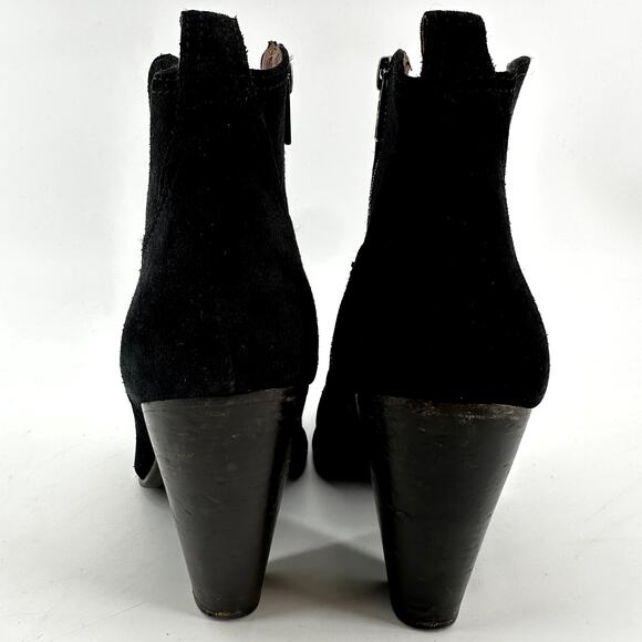 FRYE Madeline Boots Side Zip Stacked Heel Short Suede Western Bootie Black 11M - Picture 5 of 8